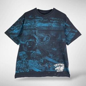 Vintage Cozumel Mexico Scuba Diver All Over Print T Shirt Men's Large